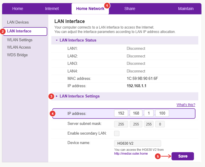 تغيير IP الراوتر We موديل ZXHN H168N
